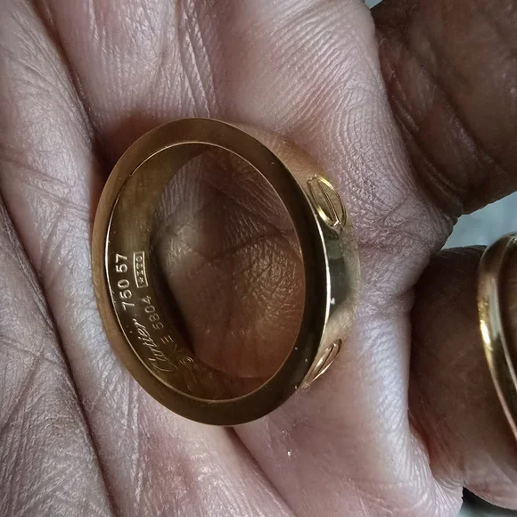 Steel Gold Tone Accent Love Ring Band Model 6